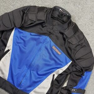 3rd Street Mesh Motorcycle Jacket Mens XXL Black‎ Blue Padded Protection
